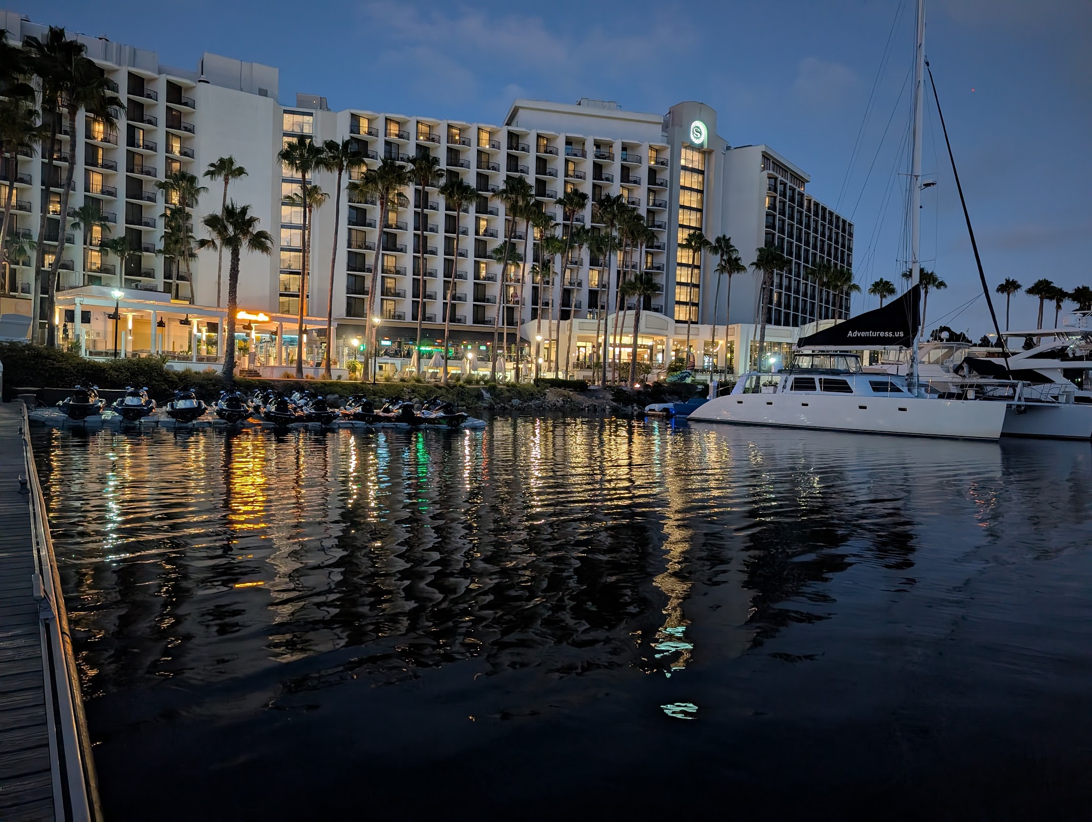 Marina reflections at night